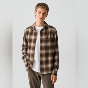 TRUE CRAFT Men's Small Brown Plaid Jessie Flannel Shirt